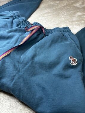 Paul Smith Teal Sweat Joggers with Multicolor Drawstring